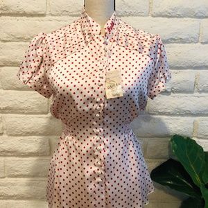 ❤️NWT Guess Silk Polka Dot Blouse Size M